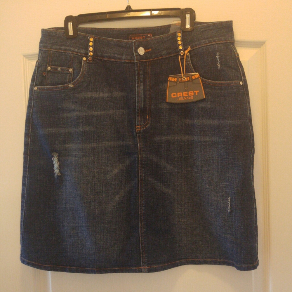 NWT Jean Skirt with Rhinestone Accents
